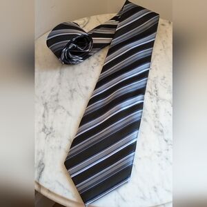 Montebello Italia Silk Black and Gray Striped Men's Tie